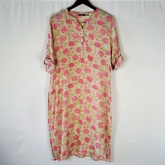 Melange Dresses & Skirts - Melange Cotton Floral Dress Side Slits Size L
